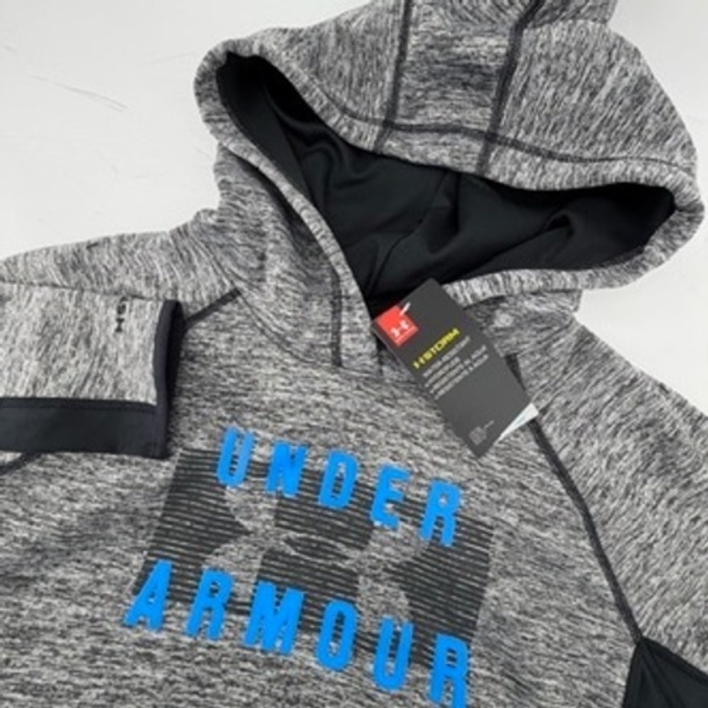 Under Armour Womens ColdGear Hoodie Gray Black Blue Space Dye 1313247-001 Small